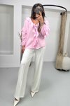 Pembe Volanlı Dökümlü Gömlek