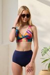 Lacivert Kruvaze Toparlayıcı Renk Paletli Bikini Takım