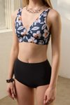 Siyah Kruvaze Toparlayıcı Orkide Desen Bikini Takım