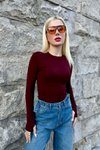 Bordo Parmak Geçirmeli Body