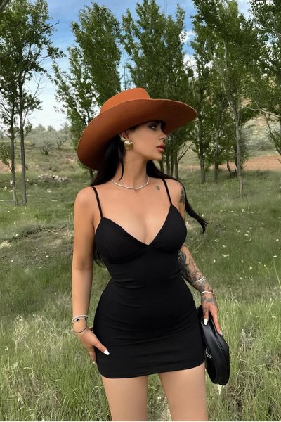 Black Strappy Padded Mini Dress