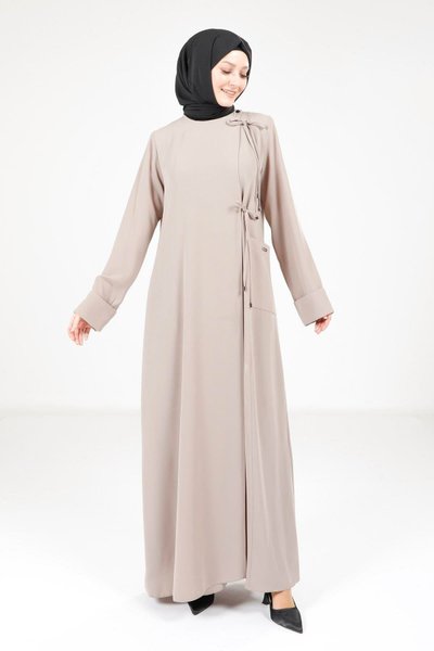 Beige Side Tie Detail Dress