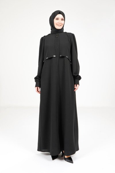 Black Epaulet Shoulder Abaya
