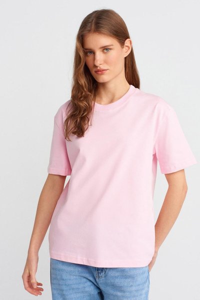 Light Pink Crew Neck Short Sleeve Pink T-shirt