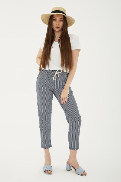 Lacivert Cepli Bağcıklı Pantolon