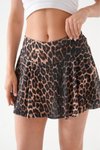 Kadın Leopar Yüksek Bel Şort Etek