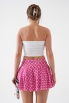 Pembe Puantiyeli Yüksek Bel Şort Etek