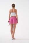 Pembe Puantiyeli Yüksek Bel Şort Etek