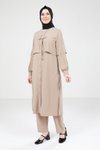 Bej Tesettür Rüzgarlıklı İkili Takım