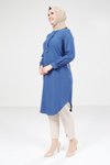 İndigo Düz Tesettür Tunik