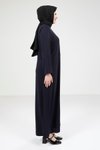 Lacivert Kelebek Taşlı Lacivert Elbise 9316