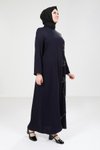 Lacivert Kelebek Taşlı Lacivert Elbise 9316