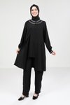 Siyah Taş Detaylı Tesettür İkili Takım