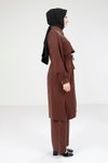 Tesettür Koyu Kahve Tunik Pantolon Takım