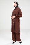 Tesettür Koyu Kahve Tunik Pantolon Takım