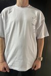 Beyaz Baskılı Unisex Oversize Tişört