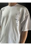 Beyaz Baskılı Unisex Oversize Tişört