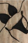 Siyah İpli Üçgen Bikini Takımı