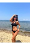 Siyah Tek Omuz Yandan Dekolteli Tek Parça Mayo