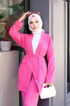 Fuşya Cep Detaylı Kimono Takım - Tesettür Rahat Şık İkili Takım