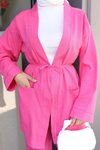 Fuşya Cep Detaylı Kimono Takım - Tesettür Rahat Şık İkili Takım
