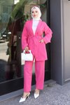 Fuşya Cep Detaylı Kimono Takım - Tesettür Rahat Şık İkili Takım