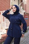 Lacivert Ribana Detaylı Tesettür Takım – Spor İkili Takım