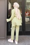 Mint Yeşil Cep Detaylı Tesettür Kimono Takım