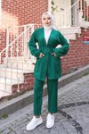 Yeşil Cep Detaylı Tesettür Kimono Takım