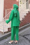 Zümrüt Cep Detaylı Tesettür Kimono Takım
