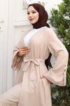 Bej Apolet Detaylı Kimono Takım