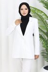 White Single Button Women's Blazer Jacket