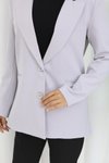 Gri Tek Düğme Kadın Blazer Ceket