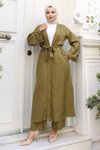 Haki Apolet Detaylı Kimono Takım