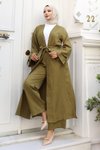 Haki Apolet Detaylı Kimono Takım