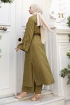 Haki Apolet Detaylı Kimono Takım