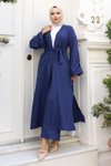 İndigo Apolet Detaylı Kimono Takım