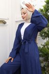 İndigo Apolet Detaylı Kimono Takım