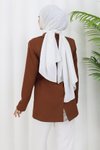 Kahverengi Tek Düğmeli Klasik Kadın Blazer Ceket