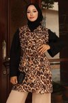 Leopar Desenli Vizon Tesettür İkili Takım