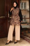 Leopar Desenli Vizon Tesettür İkili Takım