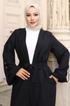 Siyah Apolet Detaylı Kimono Takım