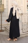 Siyah Apolet Detaylı Kimono Takım