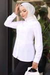 Tesettür Beyaz Gömlek Bluz