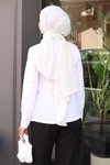 Tesettür Beyaz Gömlek Bluz