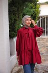 Bordo Fiyonklu Salaş Tunik