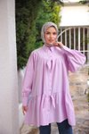 Fiyonklu Salaş Tesettür Tunik Lila - Rahat ve Şık Uzun Bluz