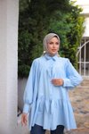 Fiyonklu Salaş Tesettür Tunik - Rahat ve Şık Dökümlü Gömlek Modeli