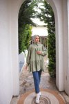 Yeşil Fiyonklu Salaş Tunik