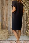 Siyah Salaş Yazlık Cepli Midi Elbise